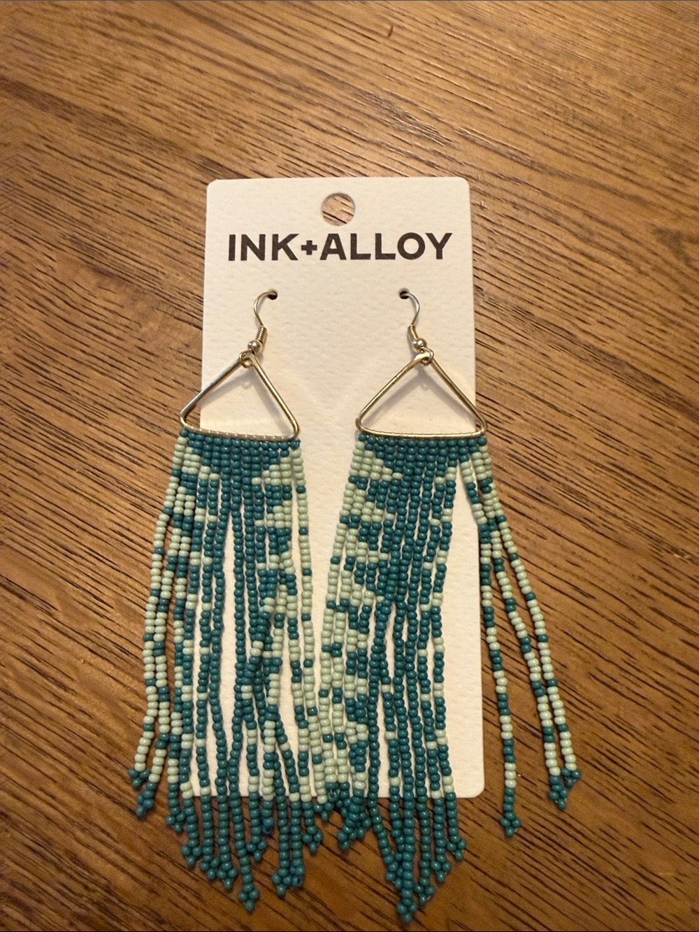 INK+ALLOY Teal and Cream Beaded Fringe Earrings